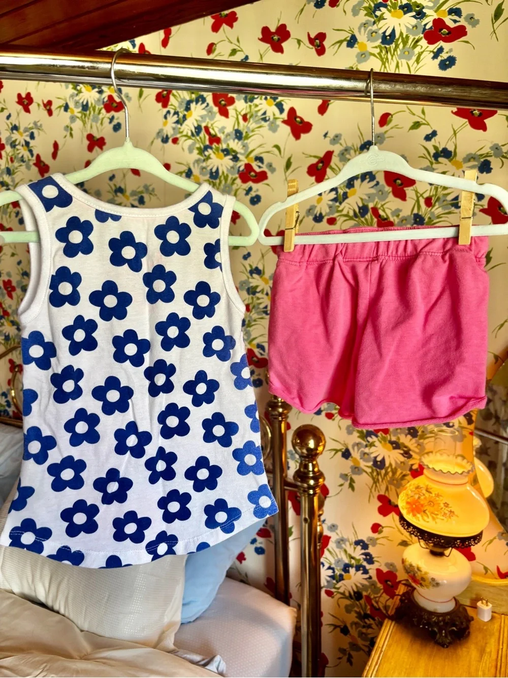 peppa pig girls 3t pink floral tank top & ruffle shorts outfit set